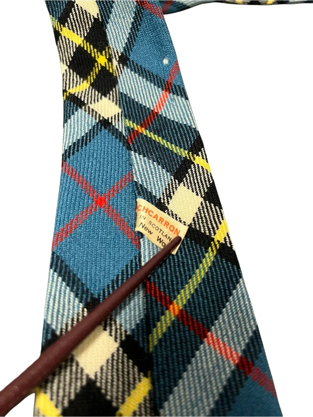 Vintage Lochcarron Scotland Wool Tartan Plaid Skinny Tie Wool Made in Scotland